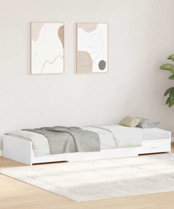 Bett mit Stauraum mit Kopfteil Weiß 100 x 200 cm Holzwerkstoff
