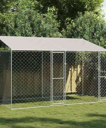 Hundekäfig Silber 400 x 200 x 256 cm Verzinkter Stahl