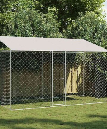 Hundekäfig Silber 400 x 200 x 256 cm Verzinkter Stahl