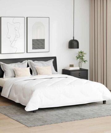 Bettdecke mit Kissen Argyle 3 pcs Weiß 200 x 200 cm Mikrofaser