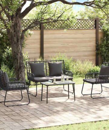 Gartenmöbel Set mit Kissen 4 pcs Schwarz, Anthrazit