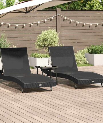 Liegestühle 3 pcs Schwarz 40 x 40 x 40,5 cm Poly Rattan