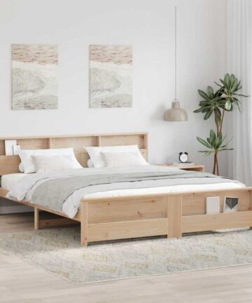 Bettgestell mit Kopfteil Braun 200 x 200 cm Massivholz Kiefer