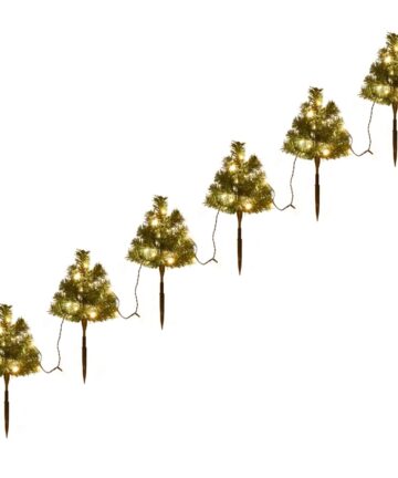 Wegbeleuchtung Weihnachtsbäume 6 Stk. Warmweiße LEDs 45 cm PVC
