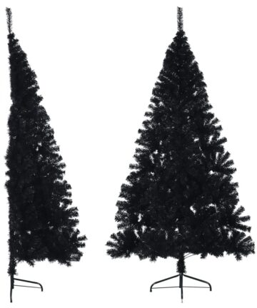 Künstlicher Halb-Weihnachtsbaum mit Ständer Schwarz 240 cm PVC