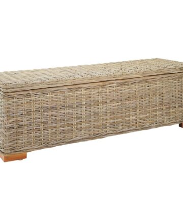 Truhe 110 cm Natur Kubu Rattan & Massivholz Mahagoni
