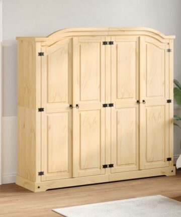 Kleiderschrank Corona 194x52x186 cm Massivholz Kiefer