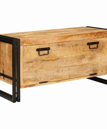 Schuhschrank mit Regal Braun 90 x 38 x 45 cm massives Mangoholz