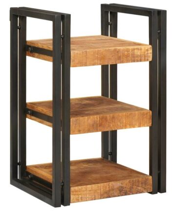 Nachttisch Braun und Schwarz Massives Mango-Holz