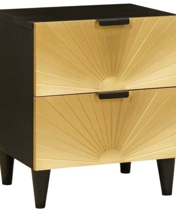 Nachttisch mit Schubladen Schwarz und Gold 40 x 33.5 x 46 cm