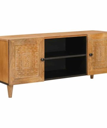 TV-Schränk Hellbraun 105 x 33 x 46 cm massives Mangoholz