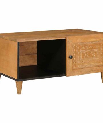 Couchtisch mit Tür Hellbraun 80 x 50 x 40 cm massives Mangoholz