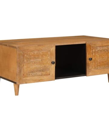 Couchtisch Hellbraun 100 x 54 x 40 cm massives Mangoholz