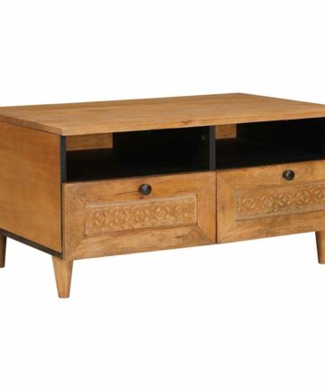 Couchtisch Hellbraun 80 x 54 x 40 cm massives Mangoholz
