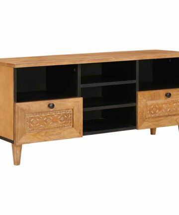 TV-Schränk Hellbraun 100 x 33 x 46 cm massives Mangoholz