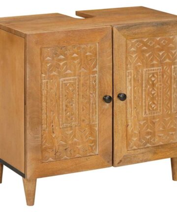 Badezimmer Schrank Wandmontiert Hellbraun 62 x 33 x 58 cm