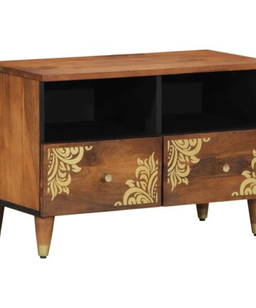 TV-Schrank mit Regal mit Speicher Braun Massivholz Mango