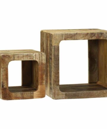 TV Einheit 2 pcs Braun 36 x 30 x 36 cm Raues Mango-Massivholz