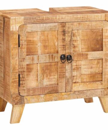 Badezimmer Schrank Braun Massives Mangoholz, Ingenieurholz