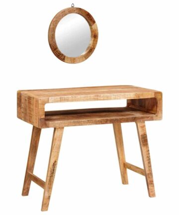 Schminktisch mit Regal Braun 90 x 76 x 45 cm massives Mangoholz