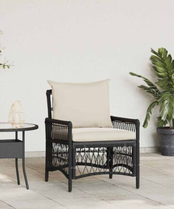 Gartenstuhl mit Kissen Schwarz 60x70x78 cm Poly Rattan