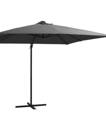 Ampelschirm mit LED-Beleuchtung Stahl-Mast 250x250 cm Anthrazit