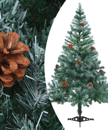 Künstlicher Weihnachtsbaum mit Tannenzapfen gefrostet 150 cm