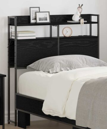 Stauraum-Kopfteil mit Regal Schwarze Eiche 75 cm Holzwerkstoff