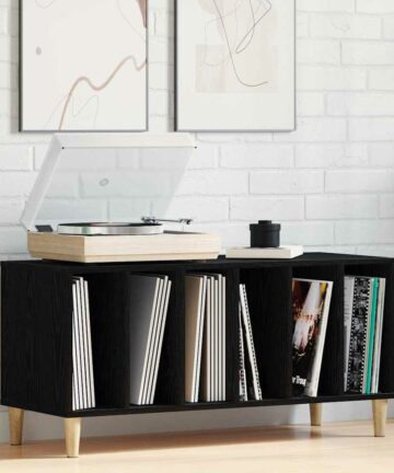 Schallplattenschrank mit Regal Schwarze Eiche 100 x 38 x 48 cm