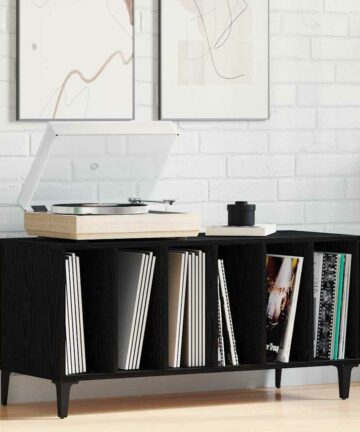Schallplattenschrank mit Regal Schwarze Eiche 100 x 38 x 48 cm