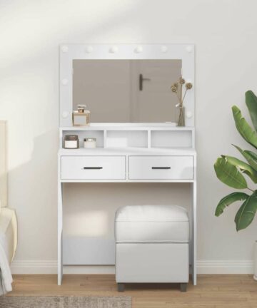Schminktisch mit Schubladen Weiß 79 x 41 x 135 cm Holzwerkstoff
