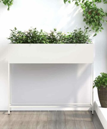 Hochbeet Gartenpflanzer Weiß 100 x 26 x 82 cm Stahl