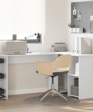 Schreibtisch mit Regal Weiß 142 x 102 x 73 cm Holzwerkstoff