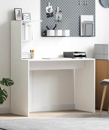 Schreibtisch mit Regal Weiß 102 x 50 x 124 cm Holzwerkstoff
