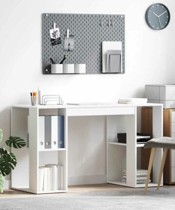 Schreibtisch mit Stauraum Weiß 130 x 50,5 x 75 cm Holzwerkstoff