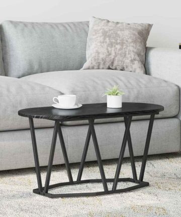 Couchtisch aus schwarzem Eichenholz, 80x40x40,5 cm, aus Holzwerkstoff und Metall