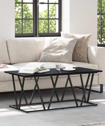Couchtisch Schwarz Eiche 100x50x40 cm aus Holz und Metall