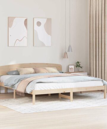 Bettgestell mit Kopfteil Braun 200 x 200 cm Massivholz Kiefer