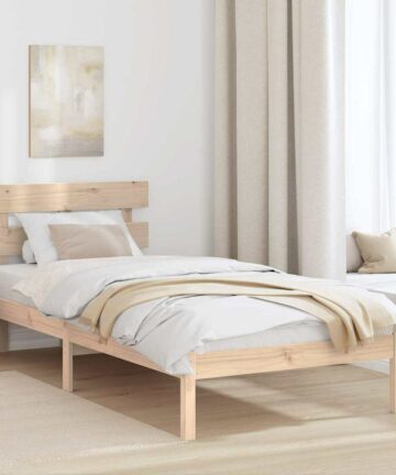 Bettgestell mit Kopfteil Braun 80 x 200 cm Massivholz Kiefer