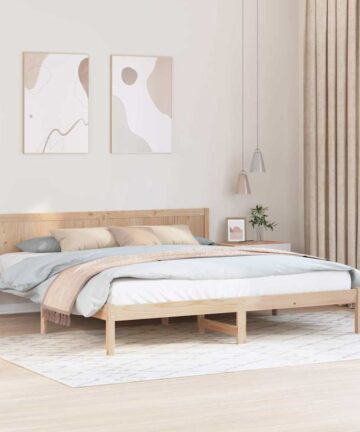 Bettgestell Braun 200 x 200 cm Massivholz Kiefer