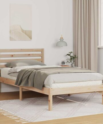 Bettgestell mit Kopfteil Braun 80 x 200 cm Massivholz Kiefer