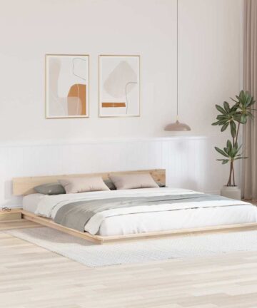 Boden Bettrahmen mit Nachttischen 200x200cm Massivholz