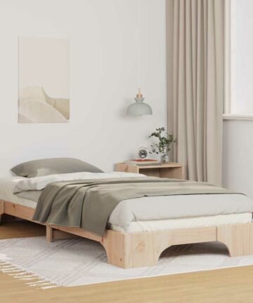 Bodenbettgestell mit Speicher Braun Holz