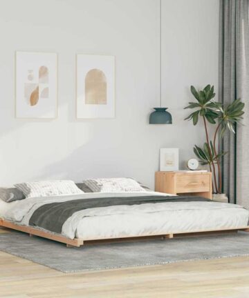 Bodenbettgestell Braun 200 x 200 cm Massivholz Kiefer