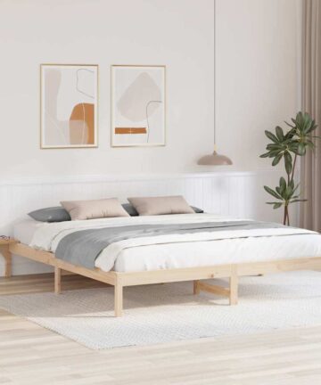 Bettgestell mit Nachttischen Braun 200 x 200 cm Braun