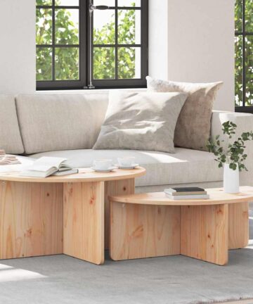 Couchtisch 2 pcs Natürlich 79 x 39.5 x 40 cm Massivkiefer