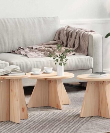 Couchtisch 3 pcs Natürlich 49 x 49 x 30 cm Massivkiefer