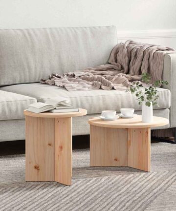 Kaffeetisch Set 2 pcs Natur 49 x 49 x 28 cm Massivkiefer
