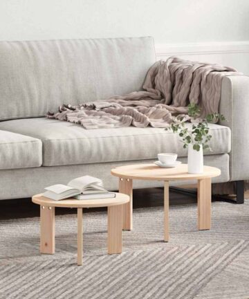 Kaffeetisch Set 2 pcs Natur 47,5 x 47,5 x 27 cm Massivkiefer