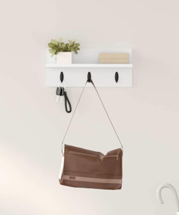 Wandmontierter Kleiderständer mit Regal Weiß 40 x 10.5 x 18 cm